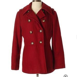 Michael Kors red wool Pea Coat XL